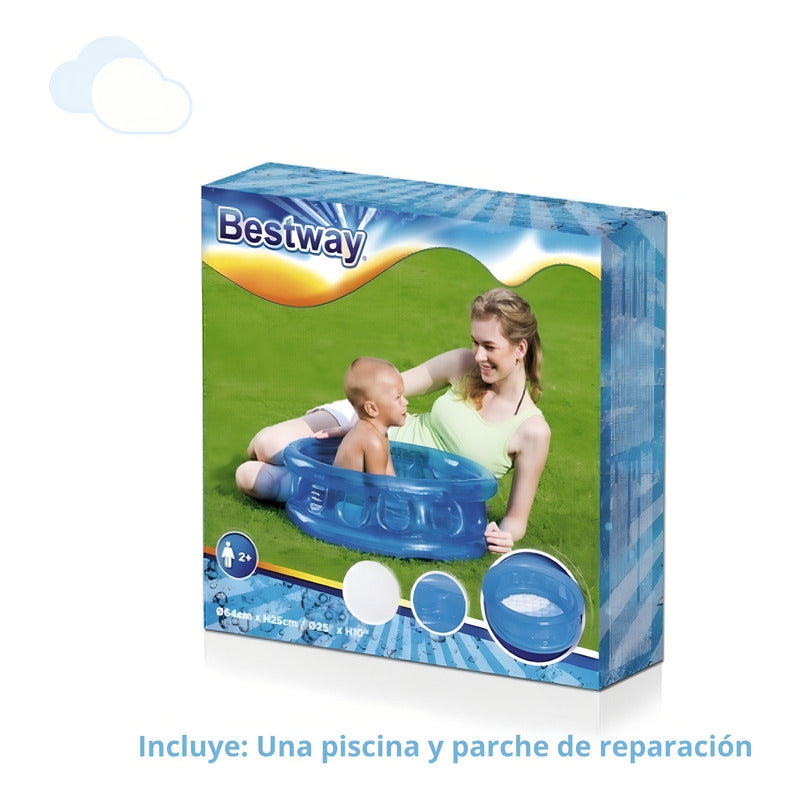 Pileta Inflable Redonda Bestway Kiddie Pool 51112 De 64cm X 25cm 26l Amarilla Amarillo
