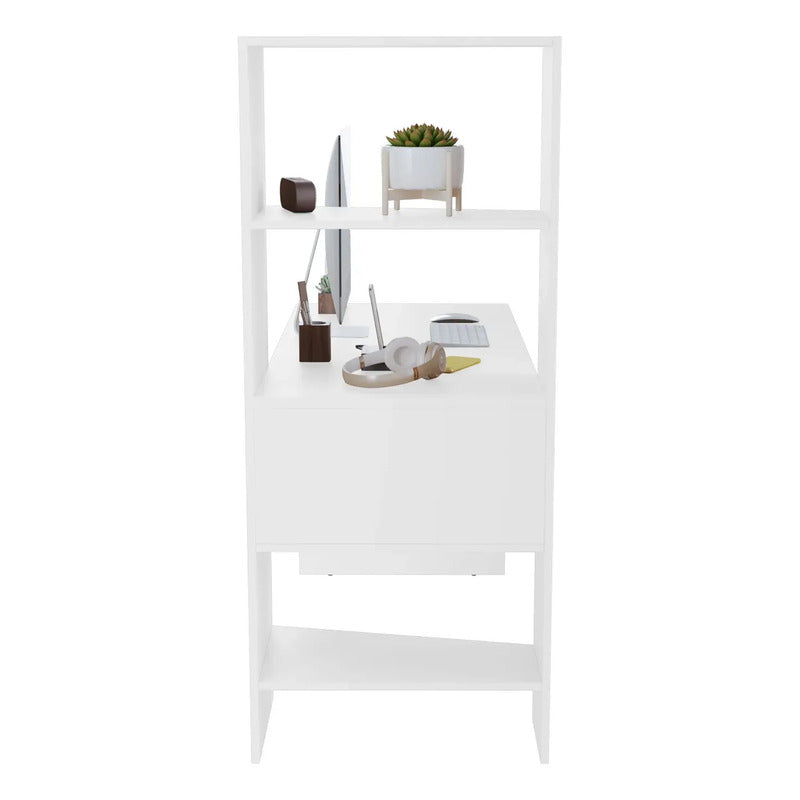 Escritorio Exahome Mesa De Pc Con Biblioteca Mesa De Trabajo Blanco