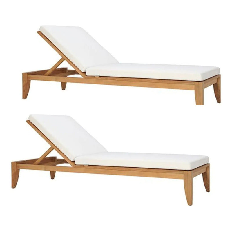 2 Colchonetas Para Camastro Reposera Exterior Impermeable Blanco