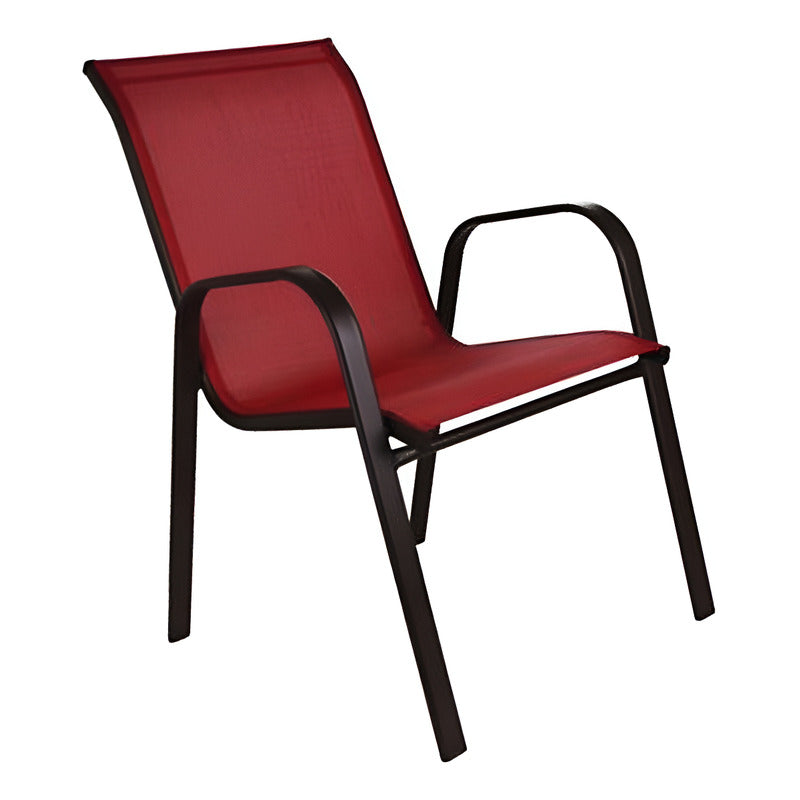 Silla Jardín Patio Interior Exterior Reposera Sling Apilable Color Bordó