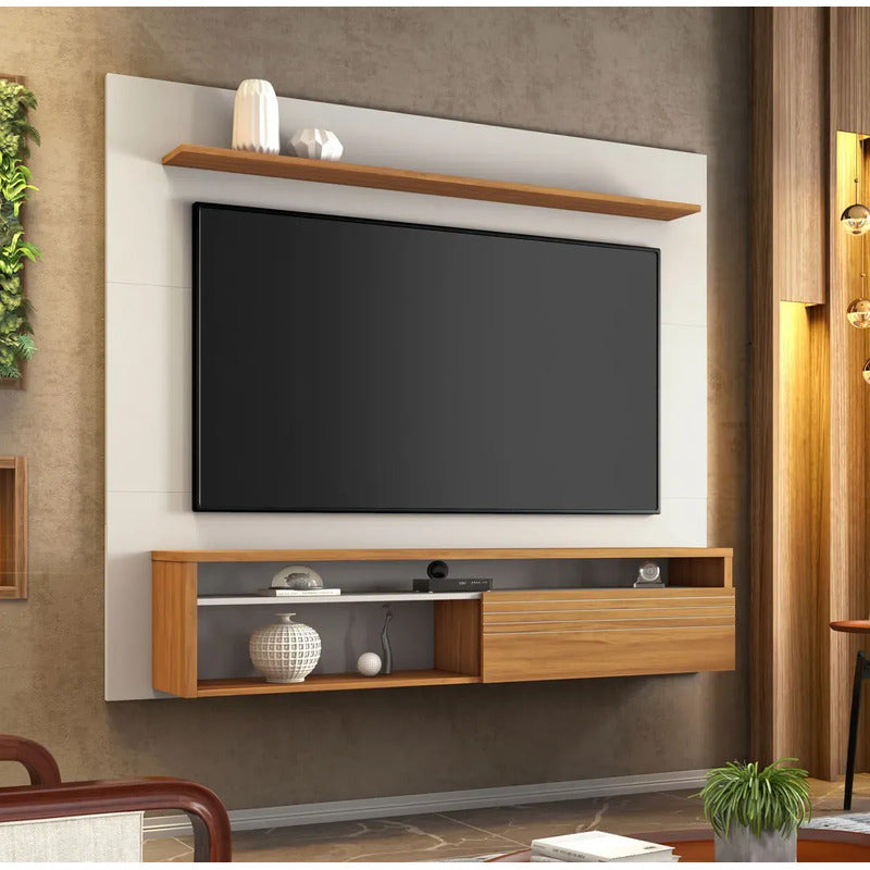 Rack Tv Con Panel Premium Exahome 65 Pulgadas Exclusivo Blanco