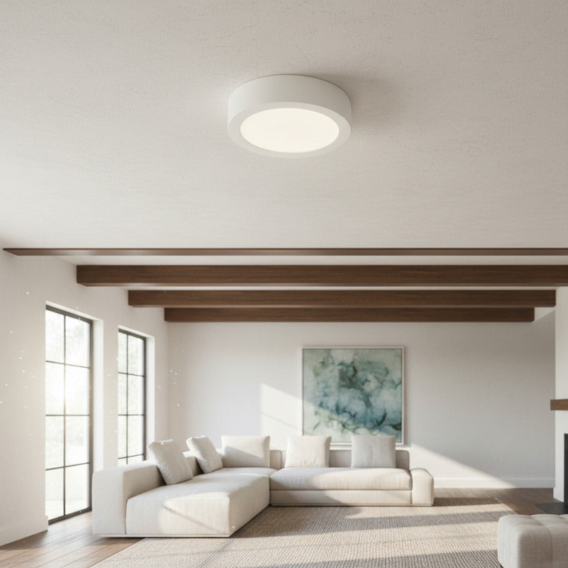 Plafon Redondo Con Base Circular 18w Luz Calida Pack 20u Blanco Cálido