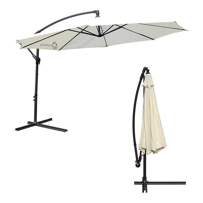 Sombrilla 3m Caño Banana Exahome Jardin Patio Grande Gazebo Color Crudo Liso