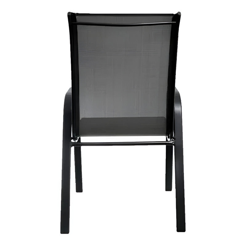 Silla Jardín De Acero Reposera Sling Textileno Apilable Color Gris