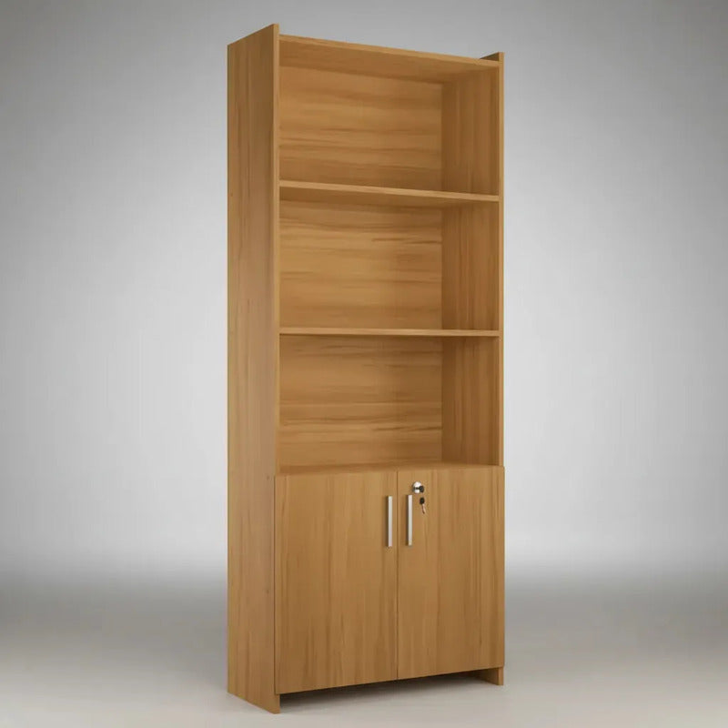 Biblioteca Exahome Biblioteca Con Puertas Color Roble De Mdp 170cm X 70cm X 31cm Con 2 Estantes