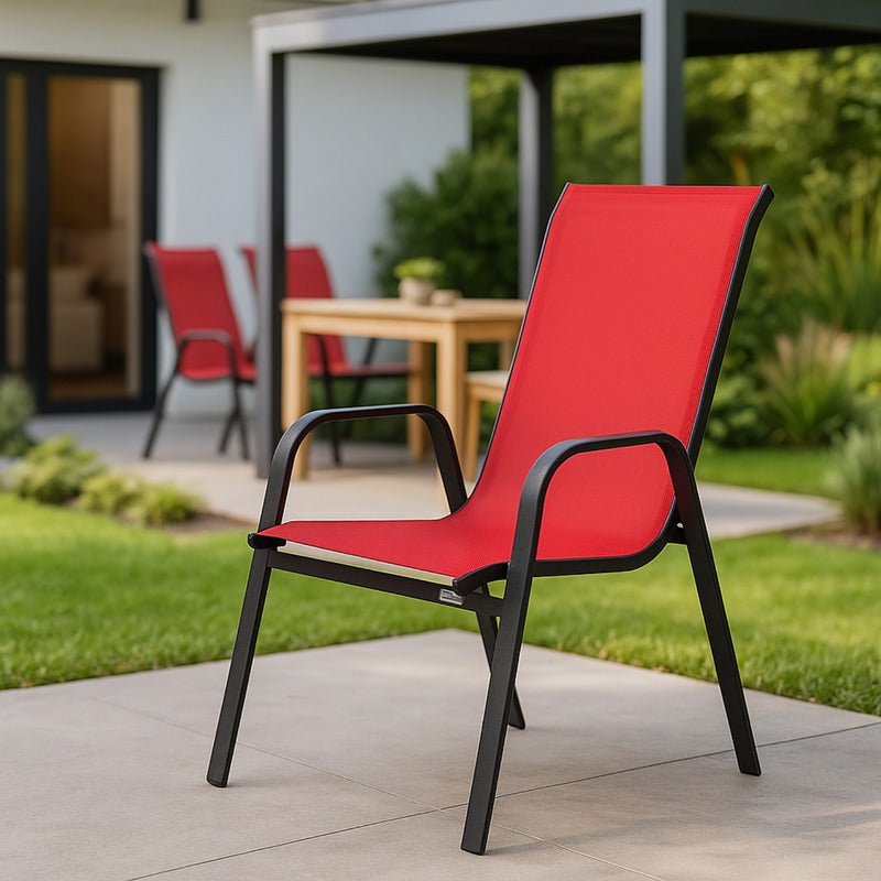 2 Sillas Reposera Textileno Apilable Jardin Country Hogar