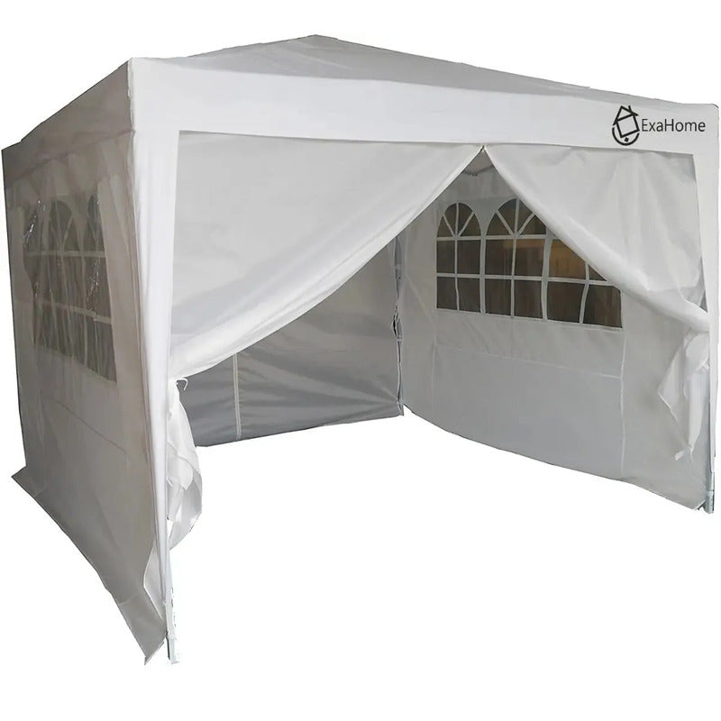 Gazebo De Rafia 4x3 Puerta Paredes Ve Blanco