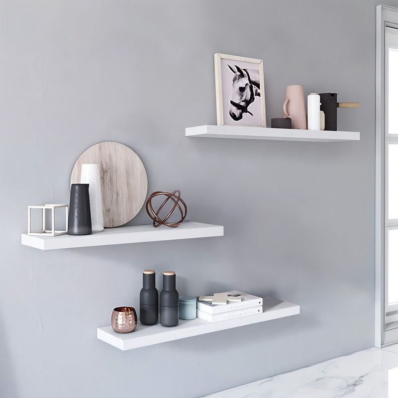 Estante Flotante Exahome Melamina Blanca 40x20x1.8 Cm Invisible Blanco