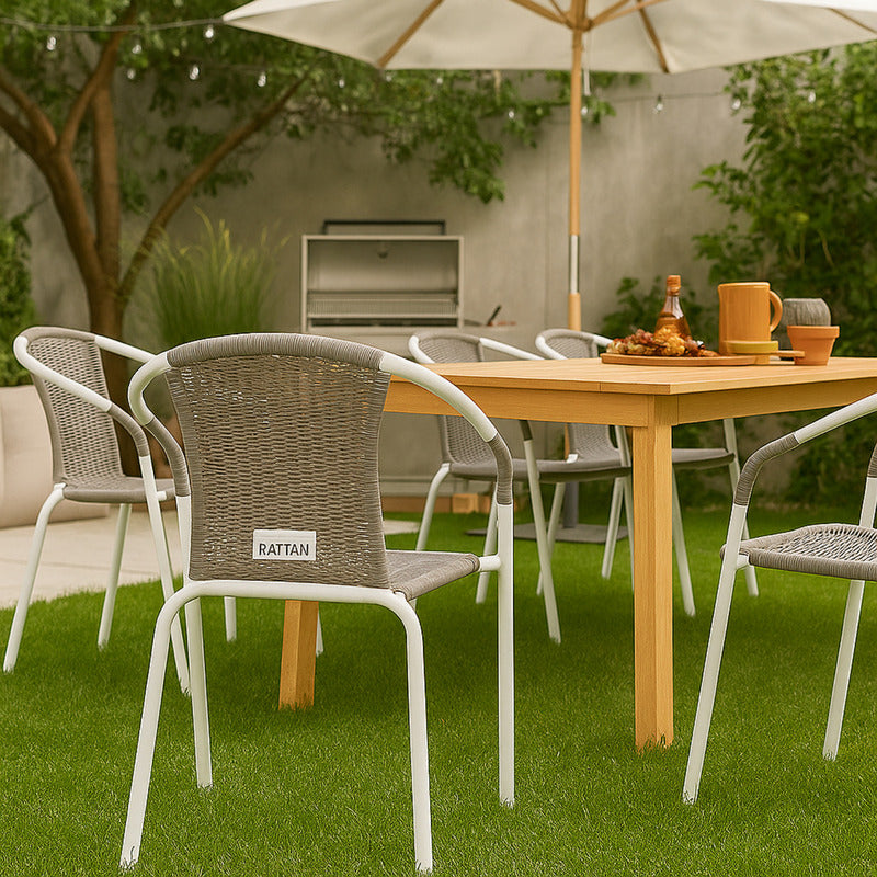 4 Sillas Rattan Apilable Hogar Jardi Tienda Oficial Gris