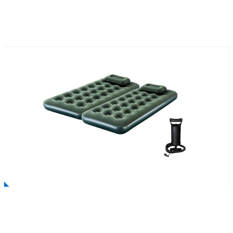 Combo 2 Colchones Inflables 1 Plaza+2 Almohadas + Inflador Verde