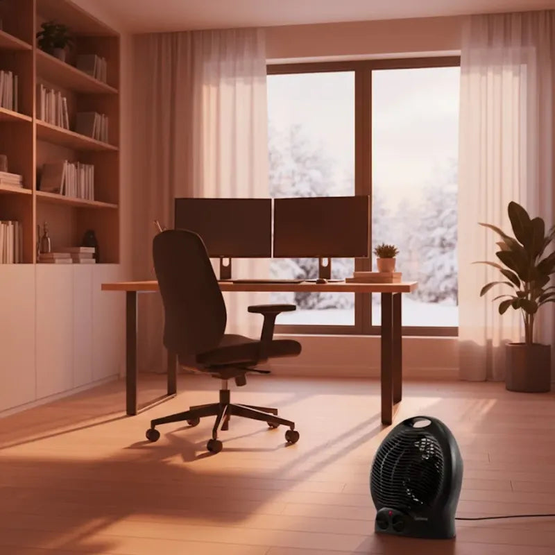 Caloventor Exahome Unico Con Termostato 2 Años De Color Negro