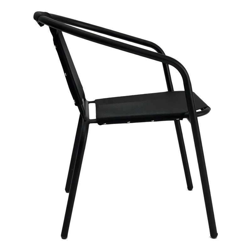 Silla Jardín E Interior Apilable Hogar Elegante Diseño Color Negro