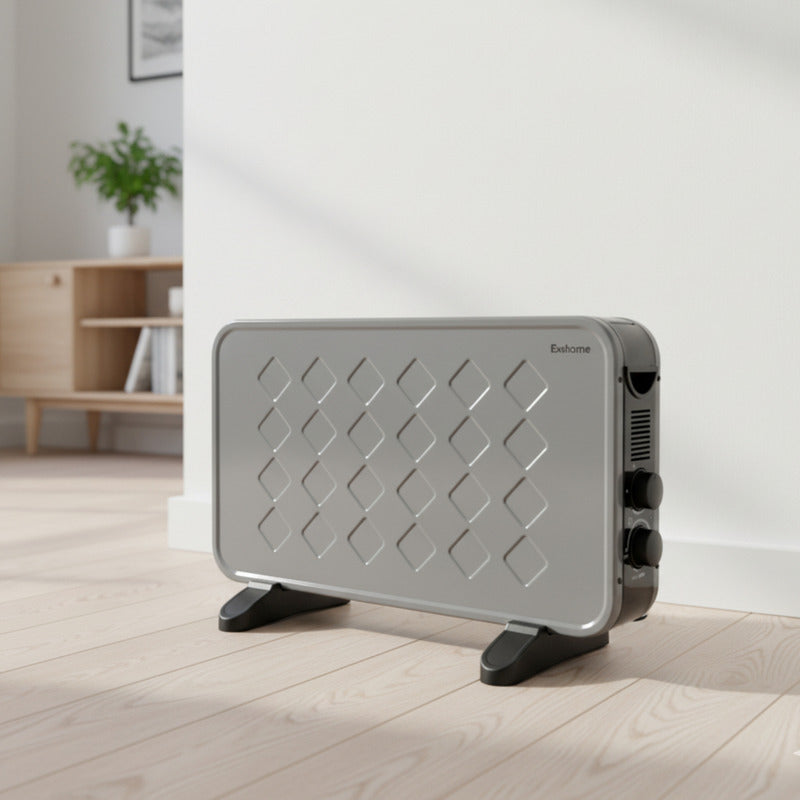 Calefactor Electrico Alta Gama Exahome Con Termostato Ct03 Gris