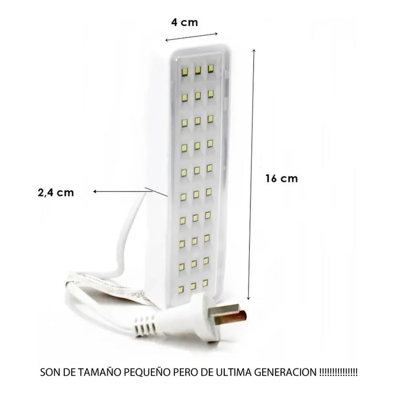 Pack 12 Unid Luz De Emergencia Litio 30 Led 220v Recargable Blanco