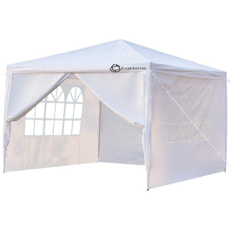 Gazebo De Rafia 3x3 Puerta Paredes Ventanas + Bolso Exahome Blanco