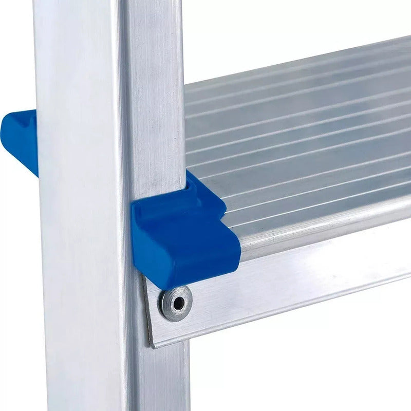 Escalera De Aluminio Plegable Tijera 120 Kg 3 Escalones Color Azul