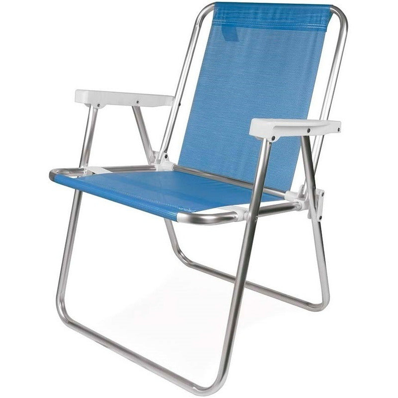 Reposera Silla Alta Exahome Aluminio Playa Camping Plegable Blanco Ultra Liviana