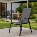 Silla Jardín Reposera Apilable Hogar Country Diseño Elegante Gris