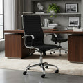 Silla De Oficina Exahome Aluminium Eames Ergonómica Negro Cuero Sintético