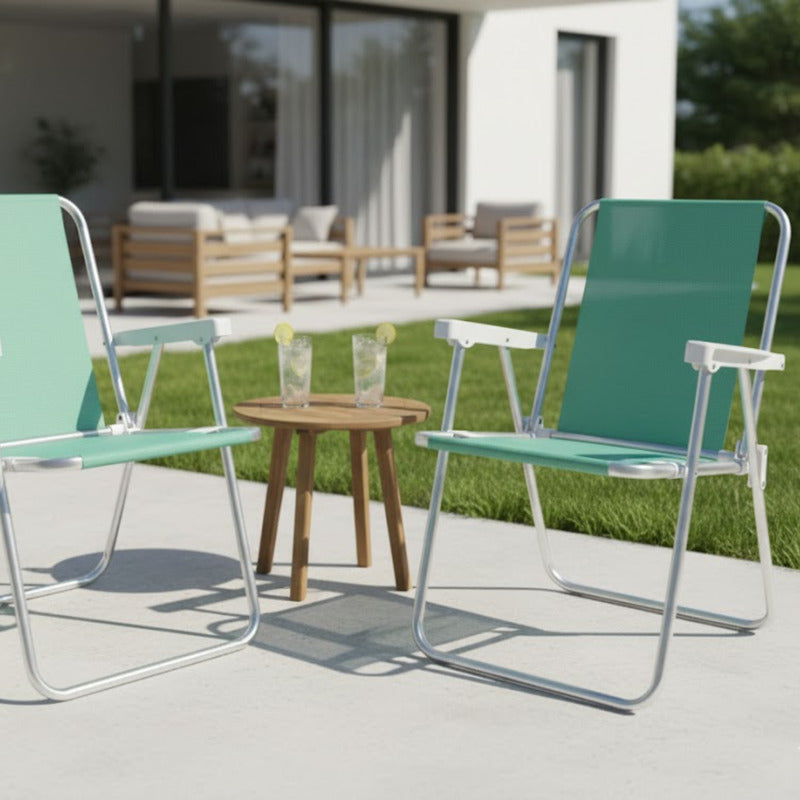 Silla Plegable Aluminio Reposera Sillon Playa Jardin Camping