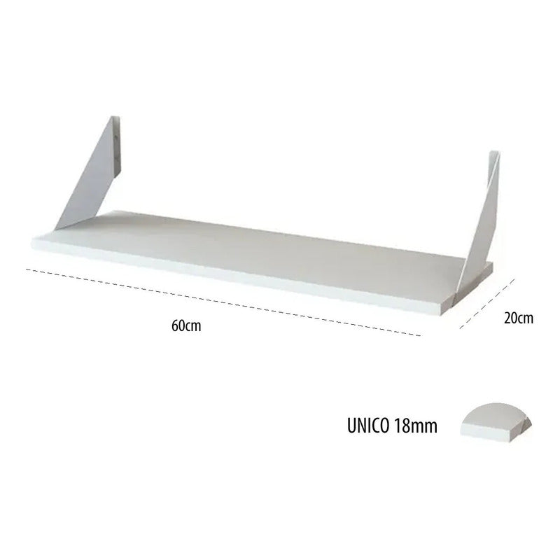 Estante Con Mensulas Exahome 80x20 Repisa Unico 18mm Bazar Blanco