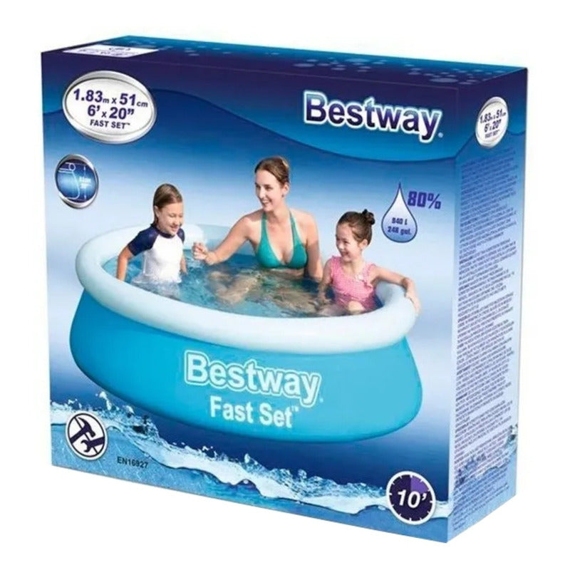 Pileta Inflable Redonda Bestway Fast Set 57392 1.83m X 51cm Azul