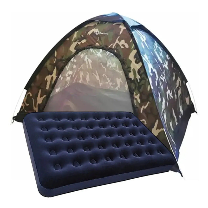 Carpa 2p Autoarmable Iglu Exahome 2x150x110 + Colchon 2p Verde Oscuro