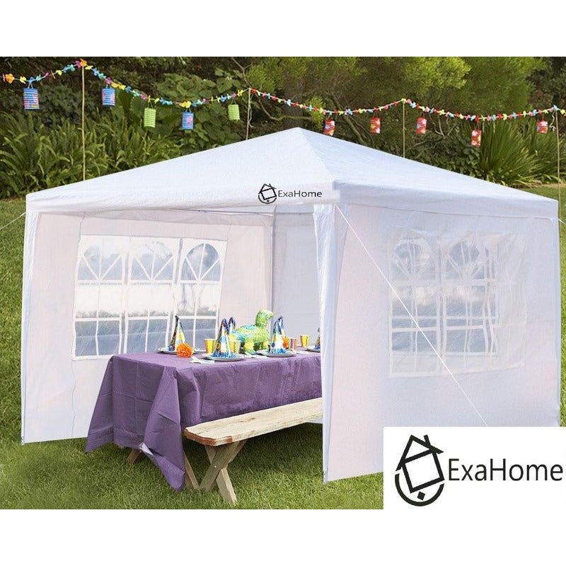 Gazebo De Rafia 4x3 Puerta Paredes Ventanas Bolso Exahome Blanco