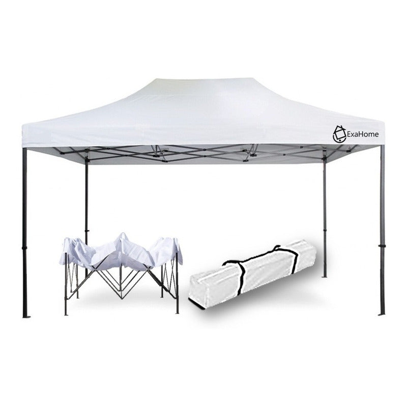 Gazebo Plegable Exahome 4.5x3 Impermeable + Bolso Y Estacas  Blanco