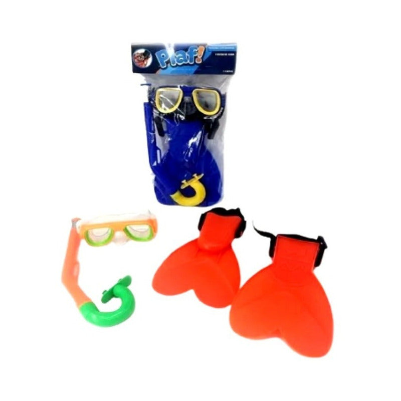 Set Buceo Infantil Mascara Snorkel Patas De Rana Ajustable
