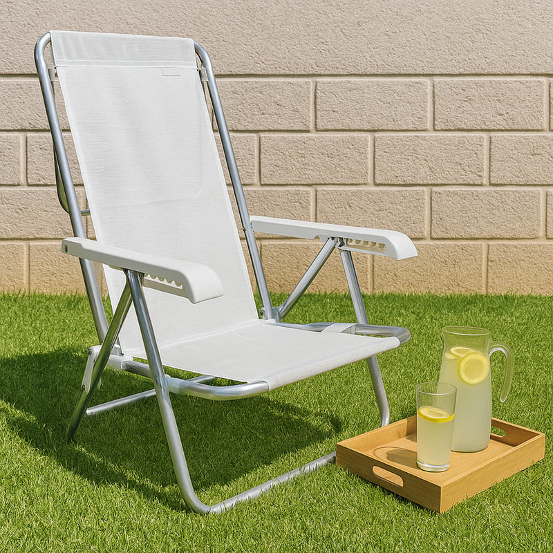 Silla Reposera Playa Pileta Jardin Playera Camping Exahome Blanco