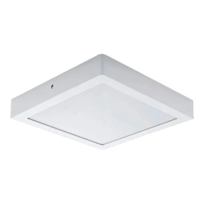 Plafon Con Base Cuadrado 12w Led Luz Calida Estructura Blanco Cálido