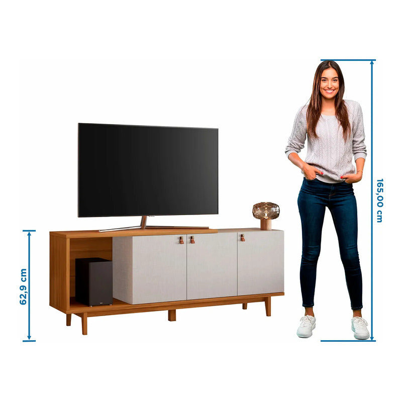 Rack Tv Panel Exahome Exclusivo Mueble Televisión Premium Blanco