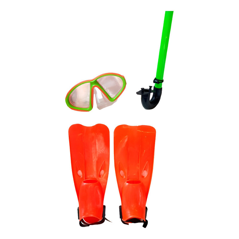 Set Buceo Infantil Mascara Snorkel Patas De Rana Ajustable