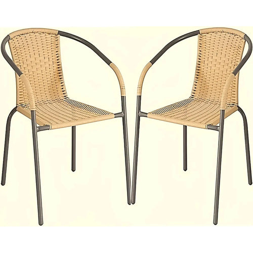 2 Sillas Ratan Interior Exterior Jardin Hogar Comercio Color Maiz