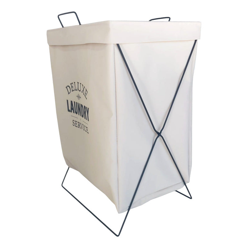 Cesto De Ropa Sucia Laundry Tela Plegable Exahome Lavable Blanco Lisa