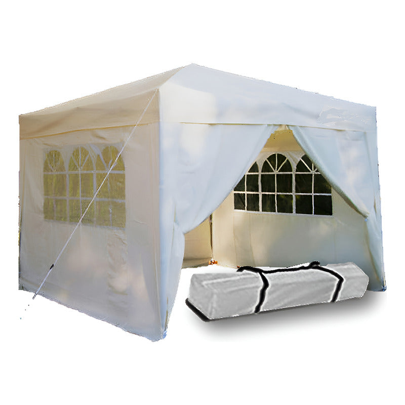 Gazebo De Rafia 3x3 Puerta Paredes Ventanas + Bolso Exahome Blanco