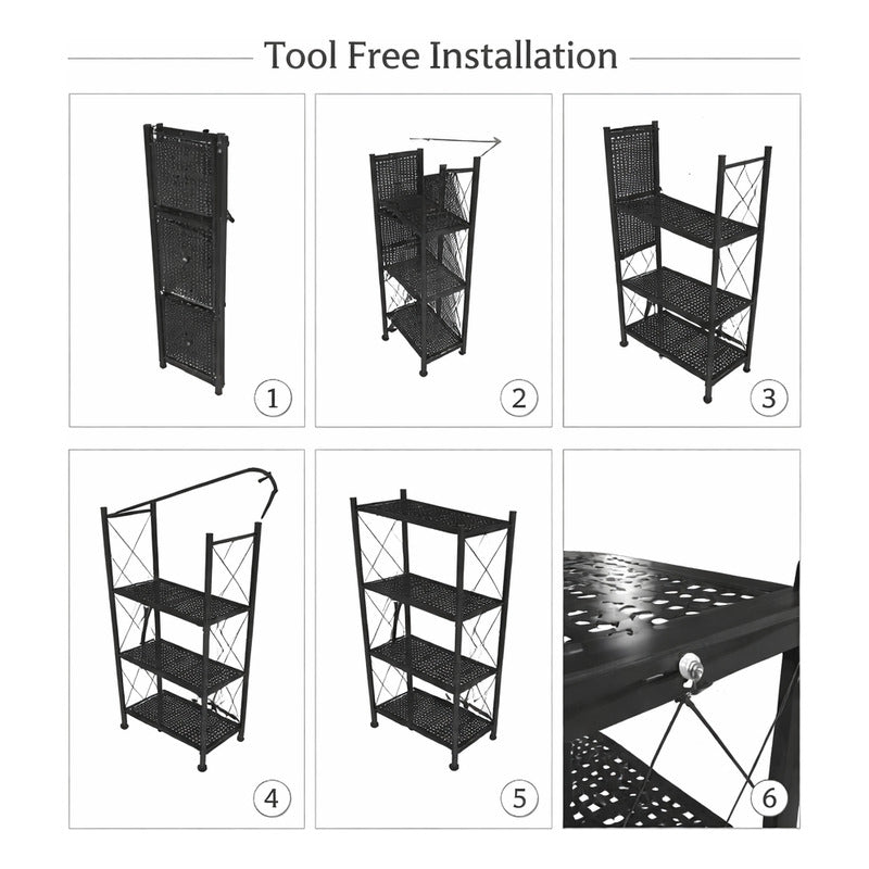 Estantería Biblioteca Industrial Plegable Metal 4 Estantes Negro