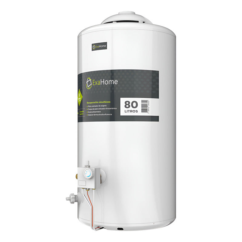 Termotanque Multigas Exahome Ttq 80 Blanco 80l Bajo Consumo Blanco