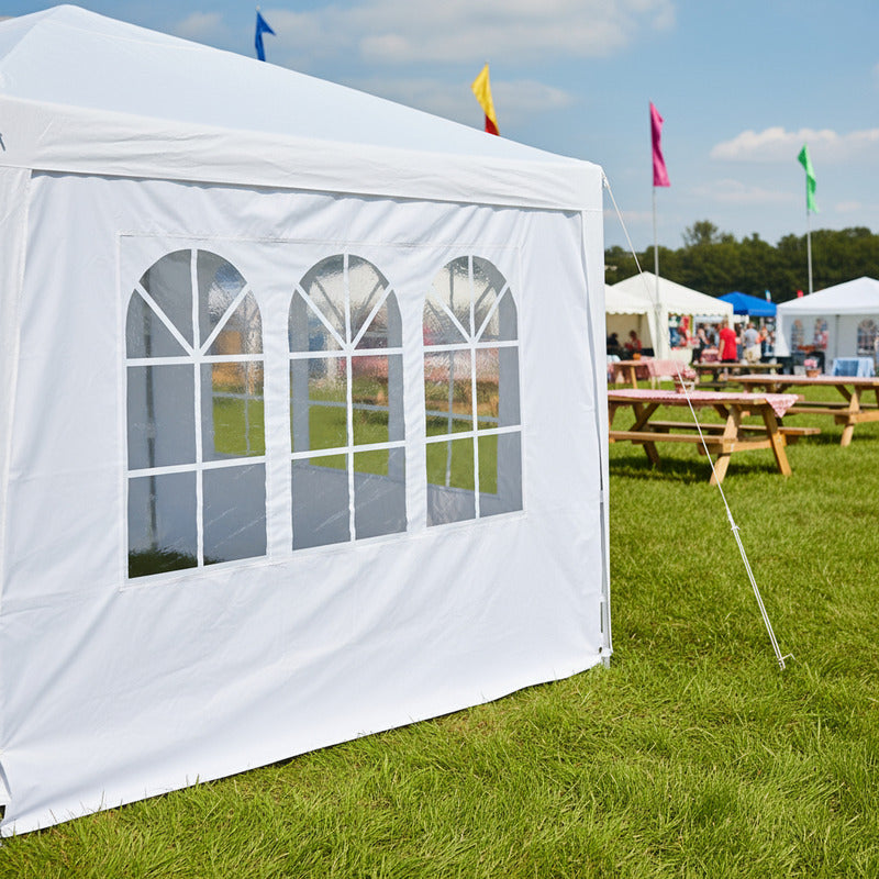 Pared Cobertor P/ Gazebo De 4x3 C/ Ventana Patio Cerramiento Blanco