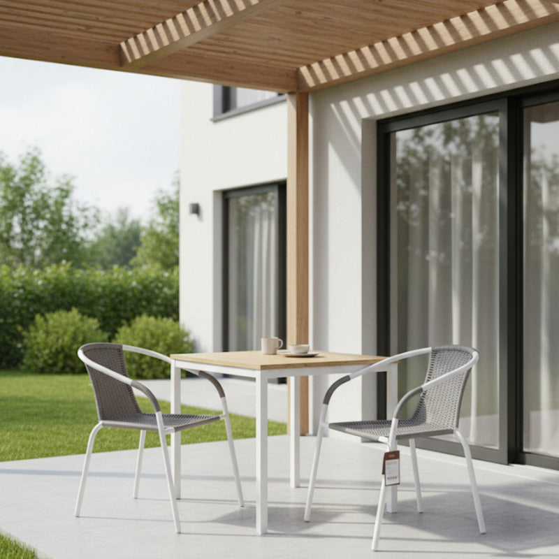 4 Sillas Rattan Apilable Hogar Jardi Tienda Oficial Gris