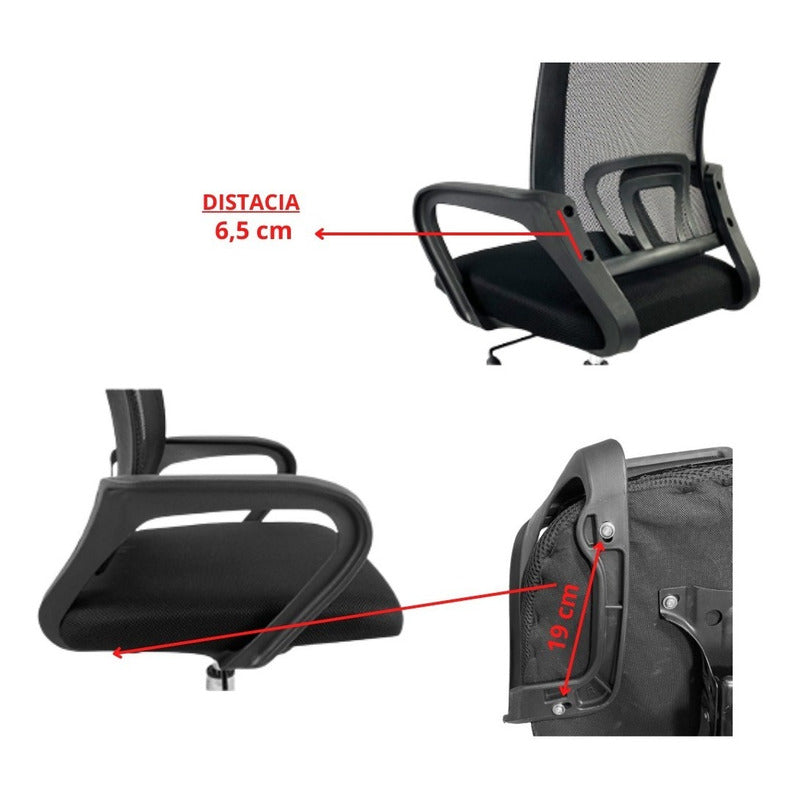 Par Apoyabrazos Repuesto Silla Oficina Negro Shremwood Modelo 810 Cuero Sintético