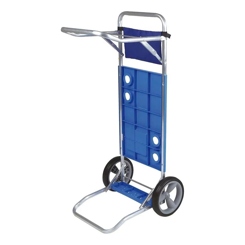 Carrito Playero Mesa Porta Silla Sombrilla De Aluminio Playa Azul