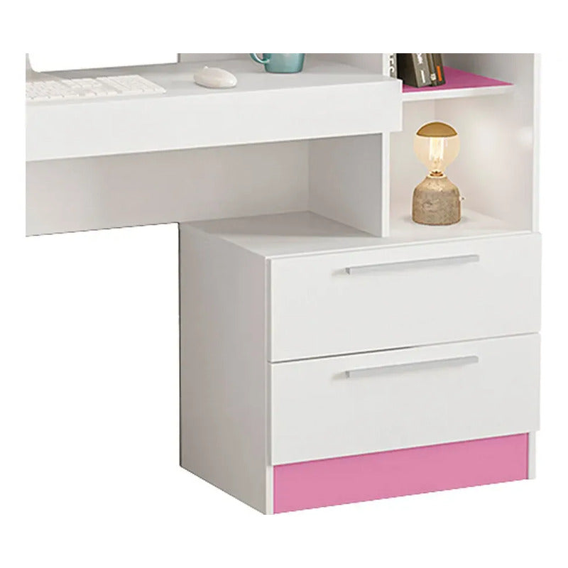 Escritorio Mesa De Computación Con Biblioteca Exahome Flex Blanco