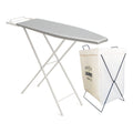 Cesto Para Ropa + Tabla De Planchar Aluminizada Posa Plancha Color Gris Combo