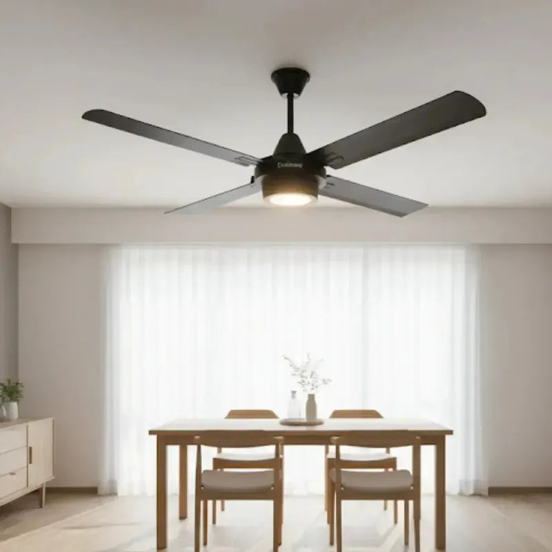 Ventilador De Techo Exahome Plafon Led 616 Skf 4 Aspas Color Negro 1.2 M Metálica