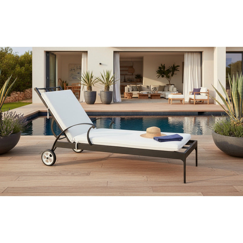 Colchoneta 190x60 P/ Camastro Reposera Exterior Impermeable Blanco