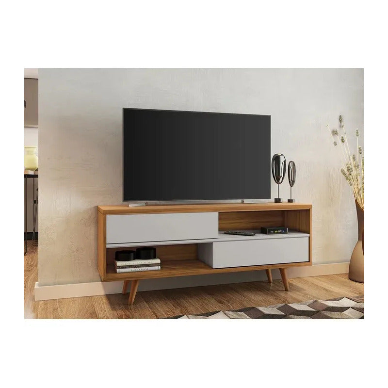 Rack Tv Premium Con 2 Puertas Exahome Nordico 50 Pulgadas Blanco