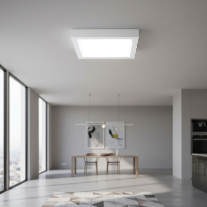 Plafon Cuadrado Con Base 18w Led Luz Calida Pack 20u Blanco Cálido