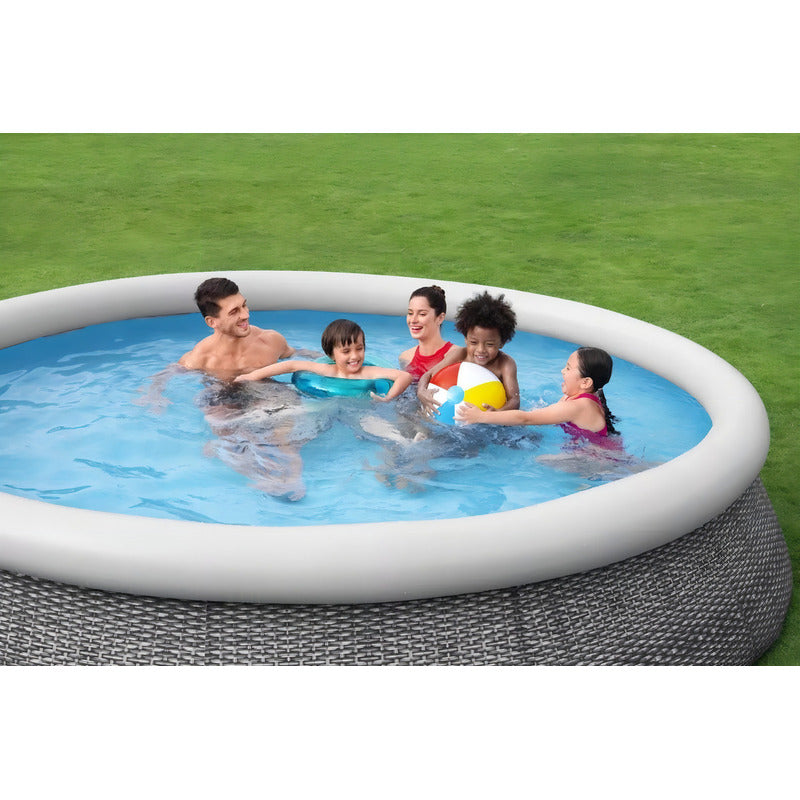Pileta Inflable Redonda Bestway Fast Set 57445 De 3.66m X 76cm 5377l Gris Caja